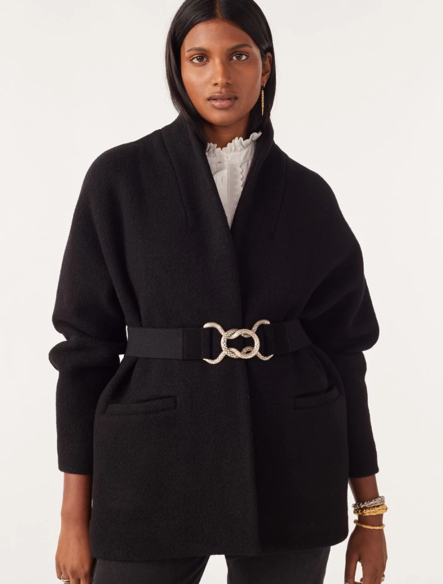 ba&sh Women's Carole Coat in Black - Classic Black Trench Coat for Women
