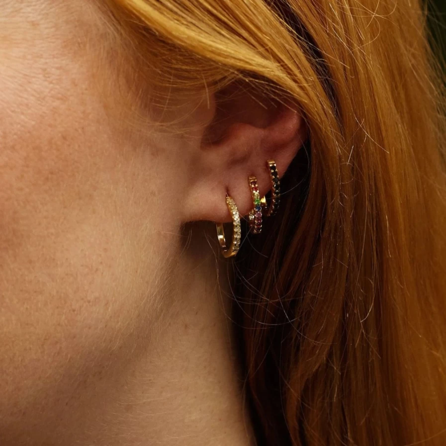 Kirstie Le Marque Diamond Huggie Hoops for Women - Elegant Gold Hoop Earrings with Sparkling Stones
