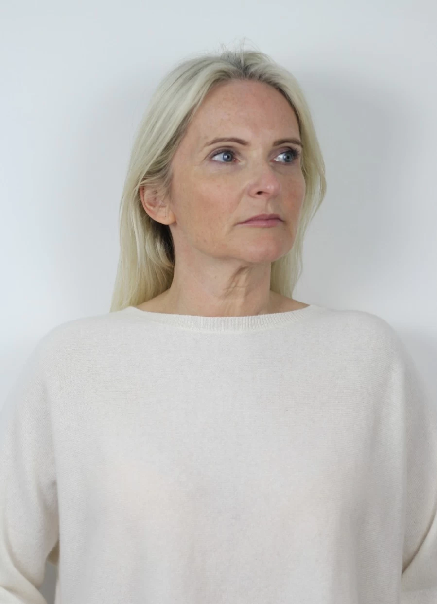 Sass & Edge Women's Canonbie White Ice Cashmere Button Cardigan