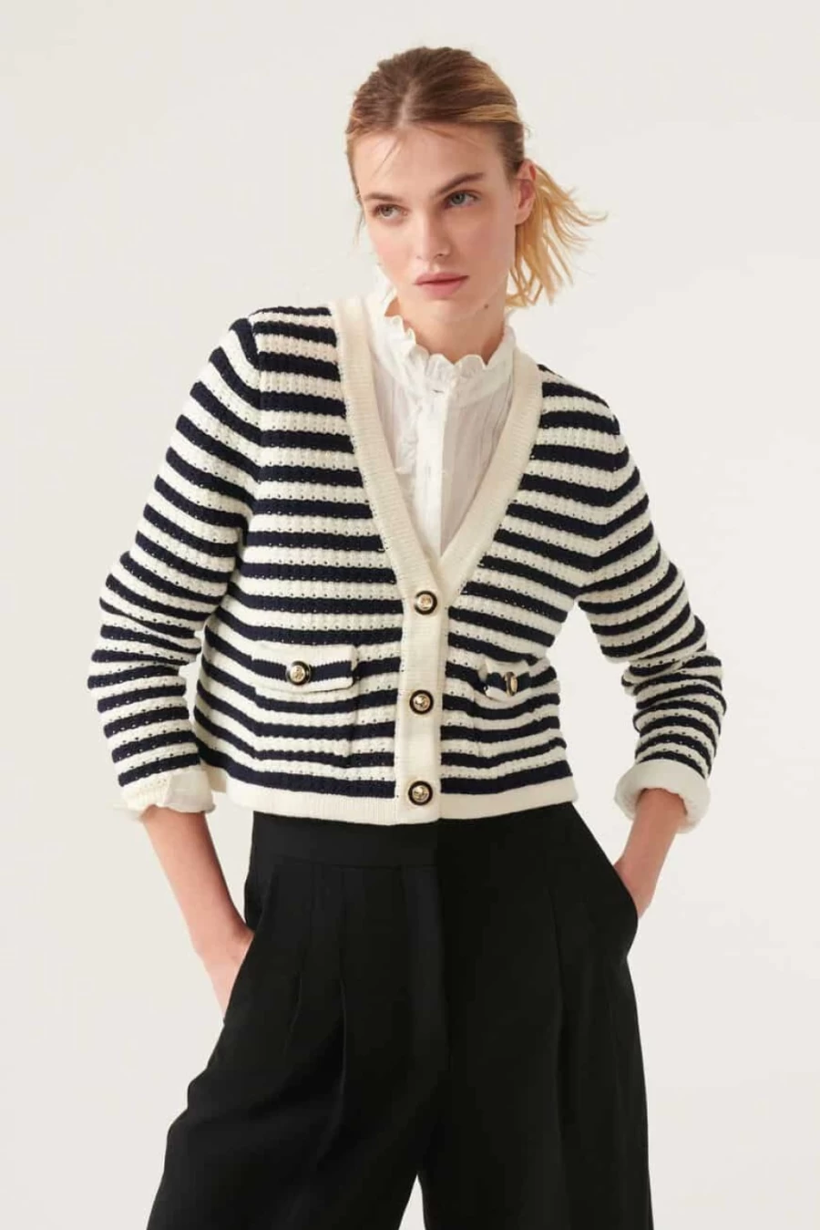 ba&sh Women's Gamden Cardigan in Ecru - Soft Knit Sweater for Women
