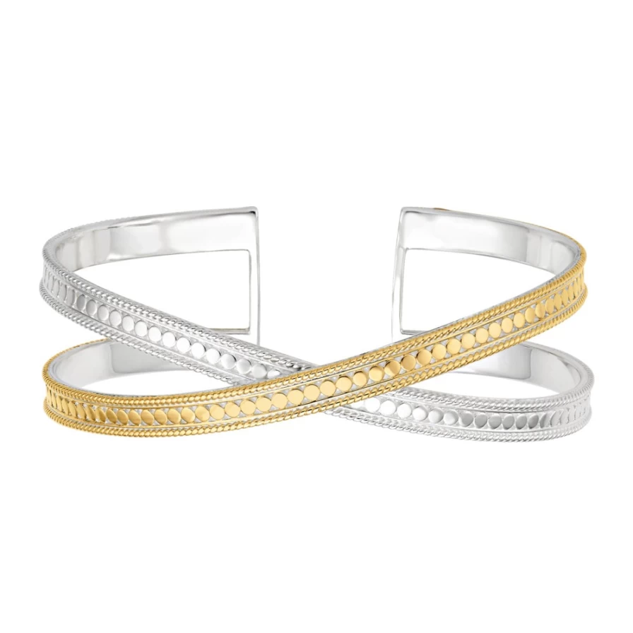 Anna Beck Women's Single Cross Cuff Bracelet in Silver and Gold