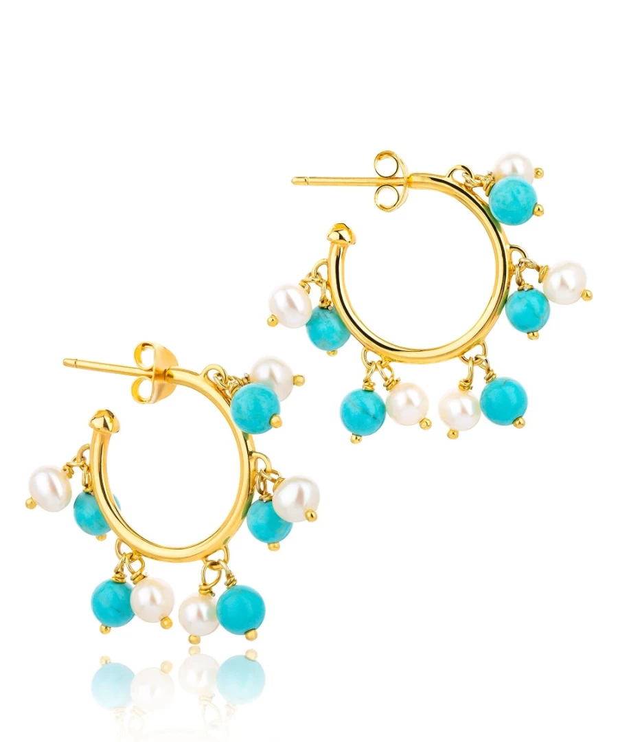 Claudia Bradby Women's Turquoise Bubble Hoops Gold Plated Earrings