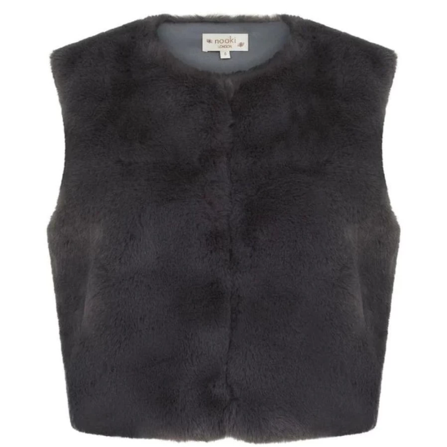Nooki Women's Edelweiss Grey Faux Fur Vest Gilet