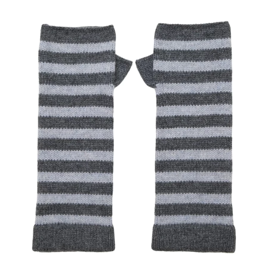 Somerville Scarves Women's Breton Grey Stripe Wrist Warmers