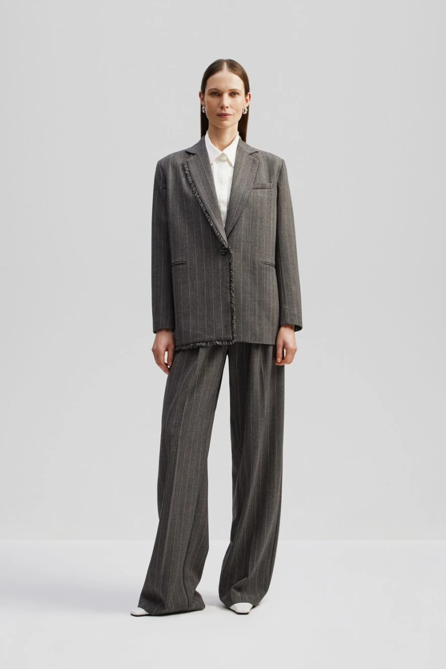 BY MALINA Women's Ariana Tailored Fringe Blazer - Elegant Structured Jacket with Stylish Fringe Details
