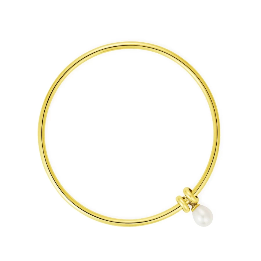 Claudia Bradby Women's Essential Gold-Tone Pearl Accent Bangle Bracelet