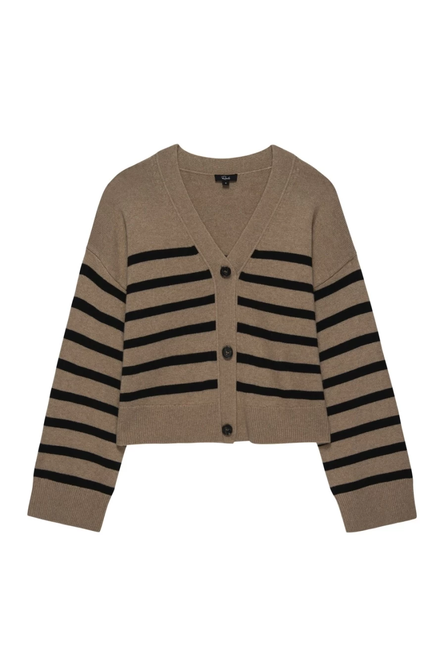 Rails Women's Geneva Cardigan in Camel and Black Striped Knit