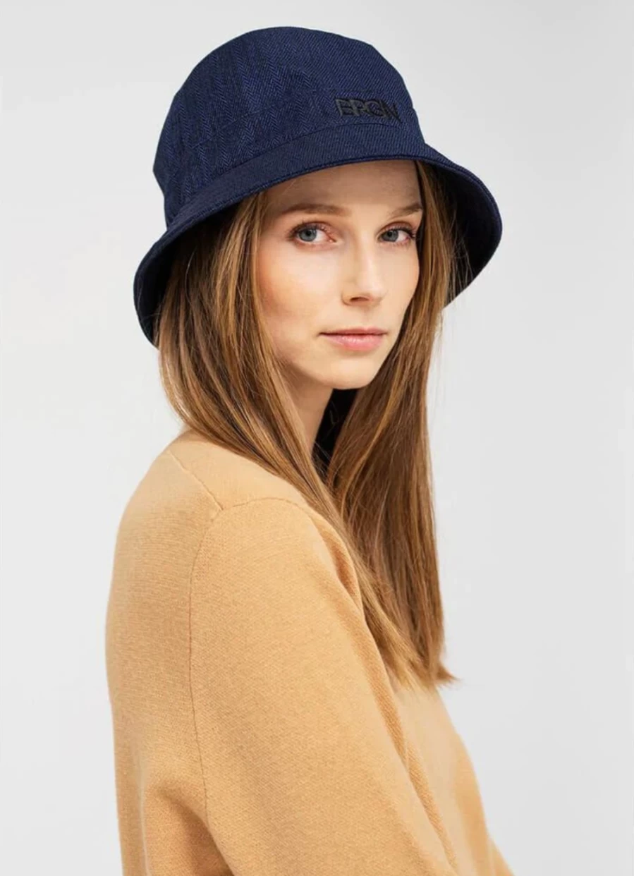 BRGN Women's Blue Tweed Bucket Hat - Stylish & Comfortable Summer Accessory