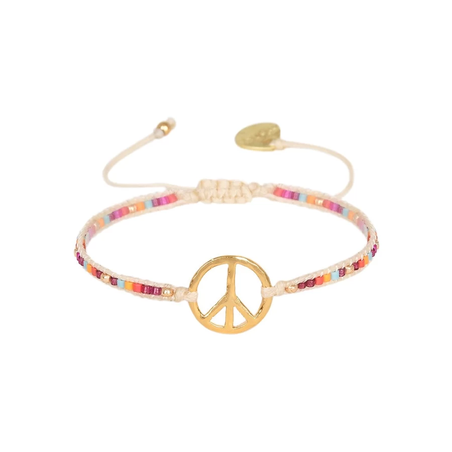Mishky Women's Peace Bracelet with Multi Plum Beads - Stylish Spiritual Jewelry Gift