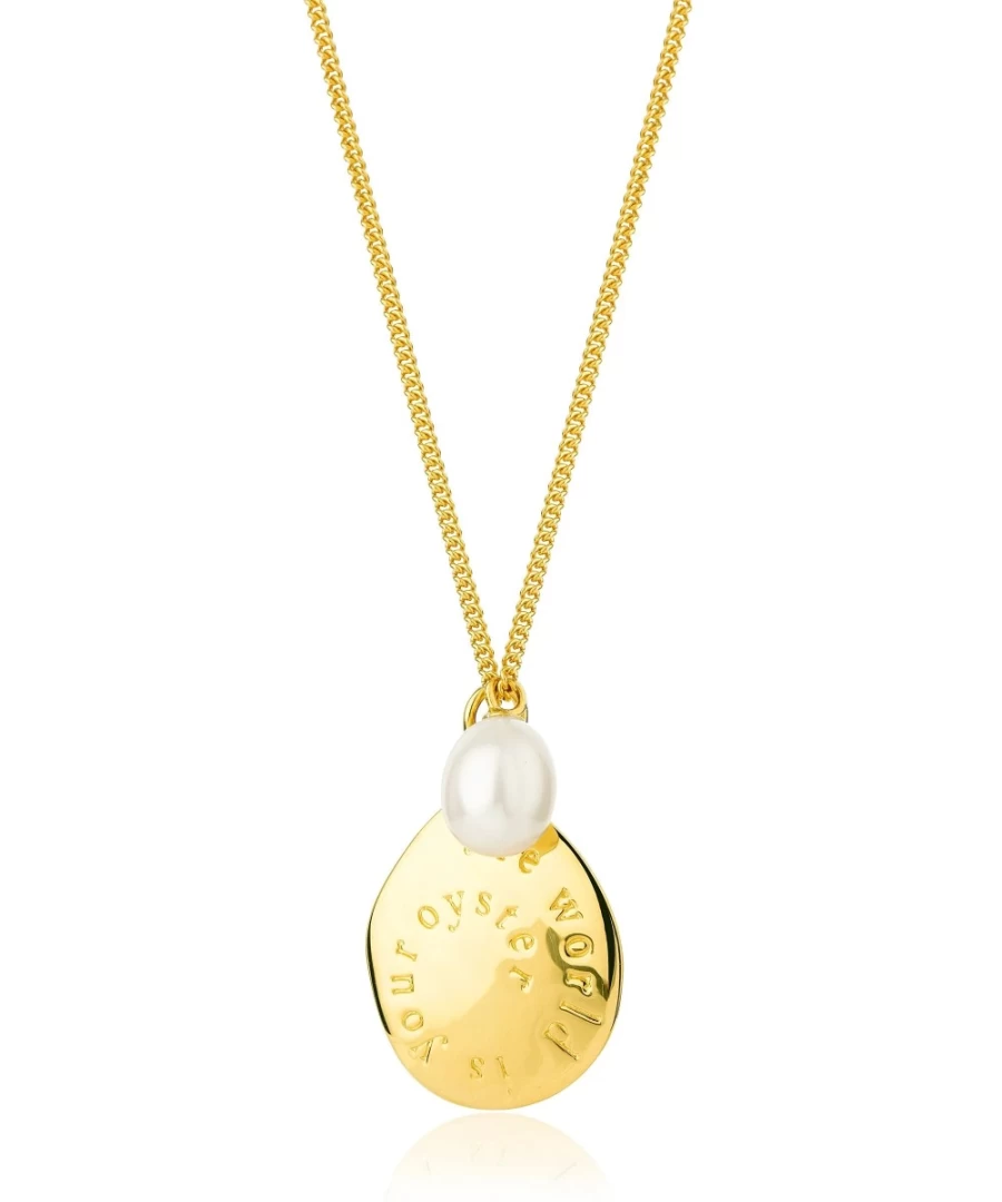 Claudia Bradby Women's Gold "The World Is Your Oyster" Inspirational Necklace