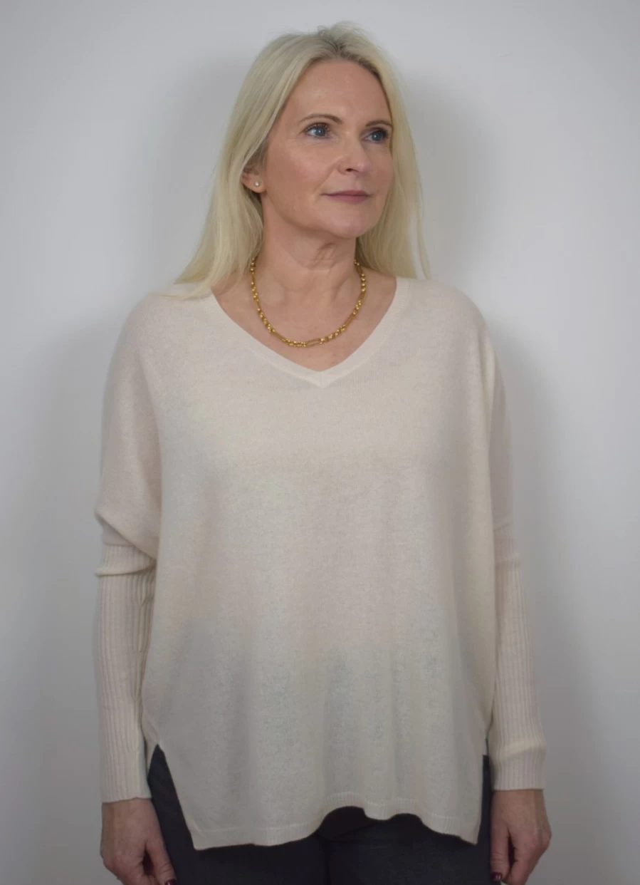 Not Shy Women's Faustine White Winter Jumper - Cozy Knit Sweater