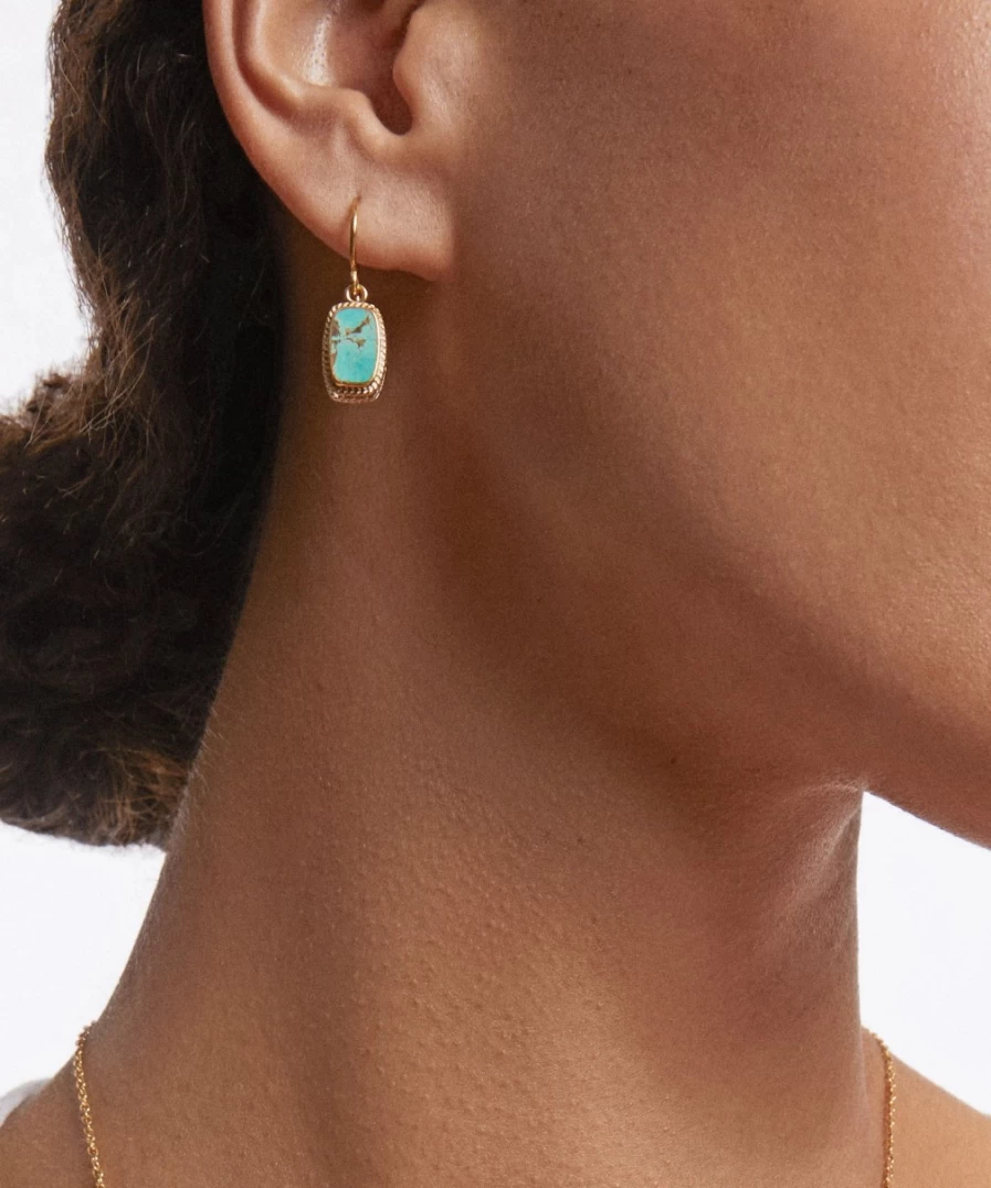 Anna Beck Women's Turquoise Cushion Drop Earrings in Gold