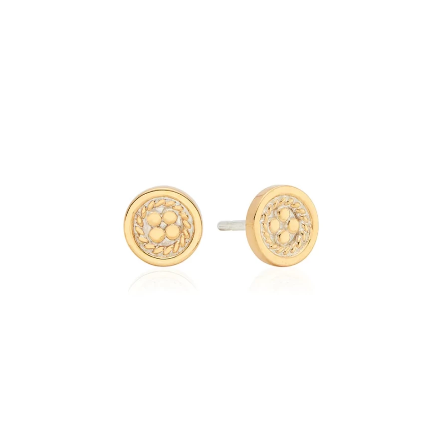 Anna Beck Women's Classic Smooth Border Mini Stud Earrings in Gold - Elegant Gold-Tone Studs for Everyday Wear