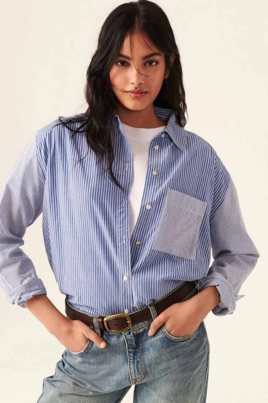 ba&sh Women's Deborah Blue Shirt | Casual Chic Button-Down Top