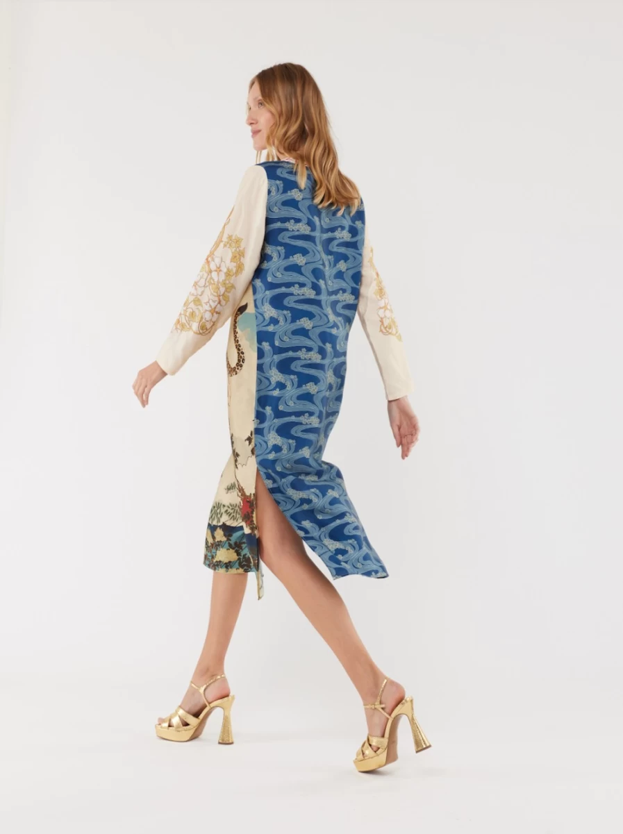 Me369 Women's Violet Oriental Floral T-Shirt Dress