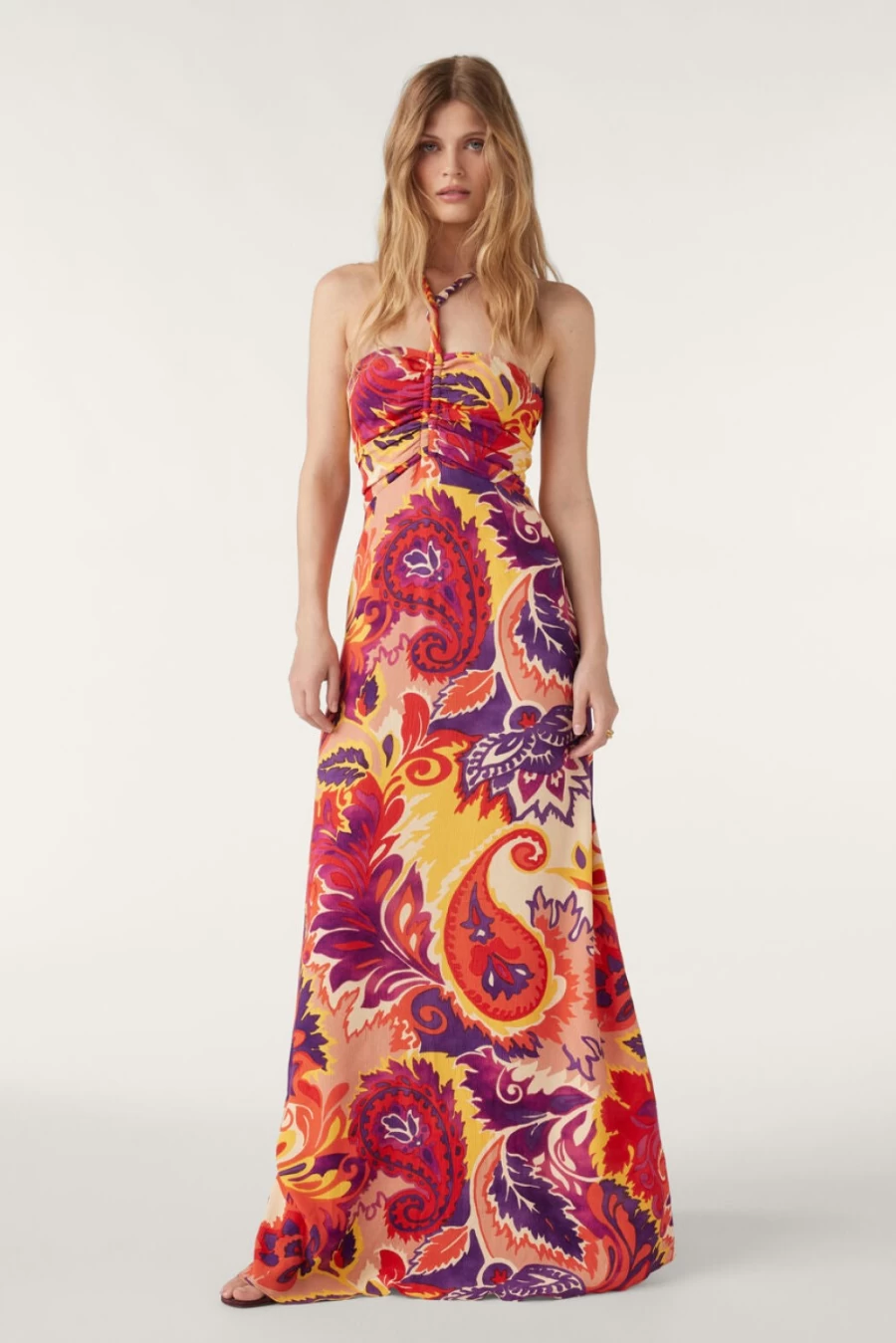 ba&sh Women's Nour Maxi Dress in Ocre - Elegant Long Boho Chic Style