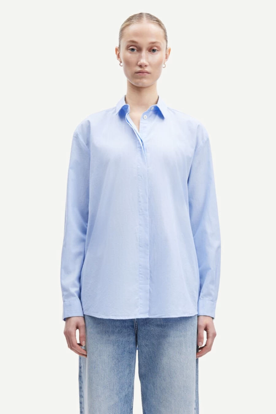 Samsoe Samsoe Women's Caico Oxford Blue Shirt – Classic Casual Style