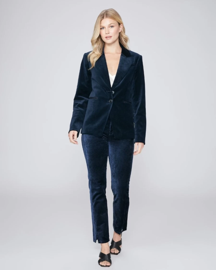 Paige Women's Chelsee Deep Navy Velvet Blazer - Luxurious Velvet Jacket for Women