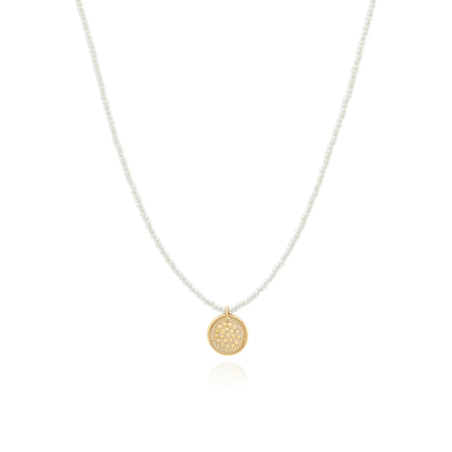 Anna Beck Women's Elegant Beaded Pearl Circle Pendant Necklace - Delicate Jewelry for Women