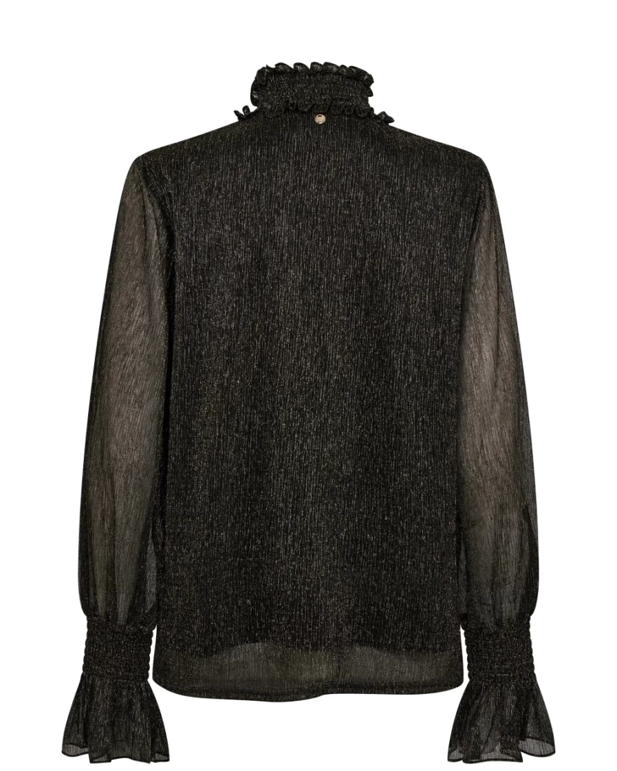 Mos Mosh Women's Maximena Glam Blouse in Black - Elegant Feminine Top