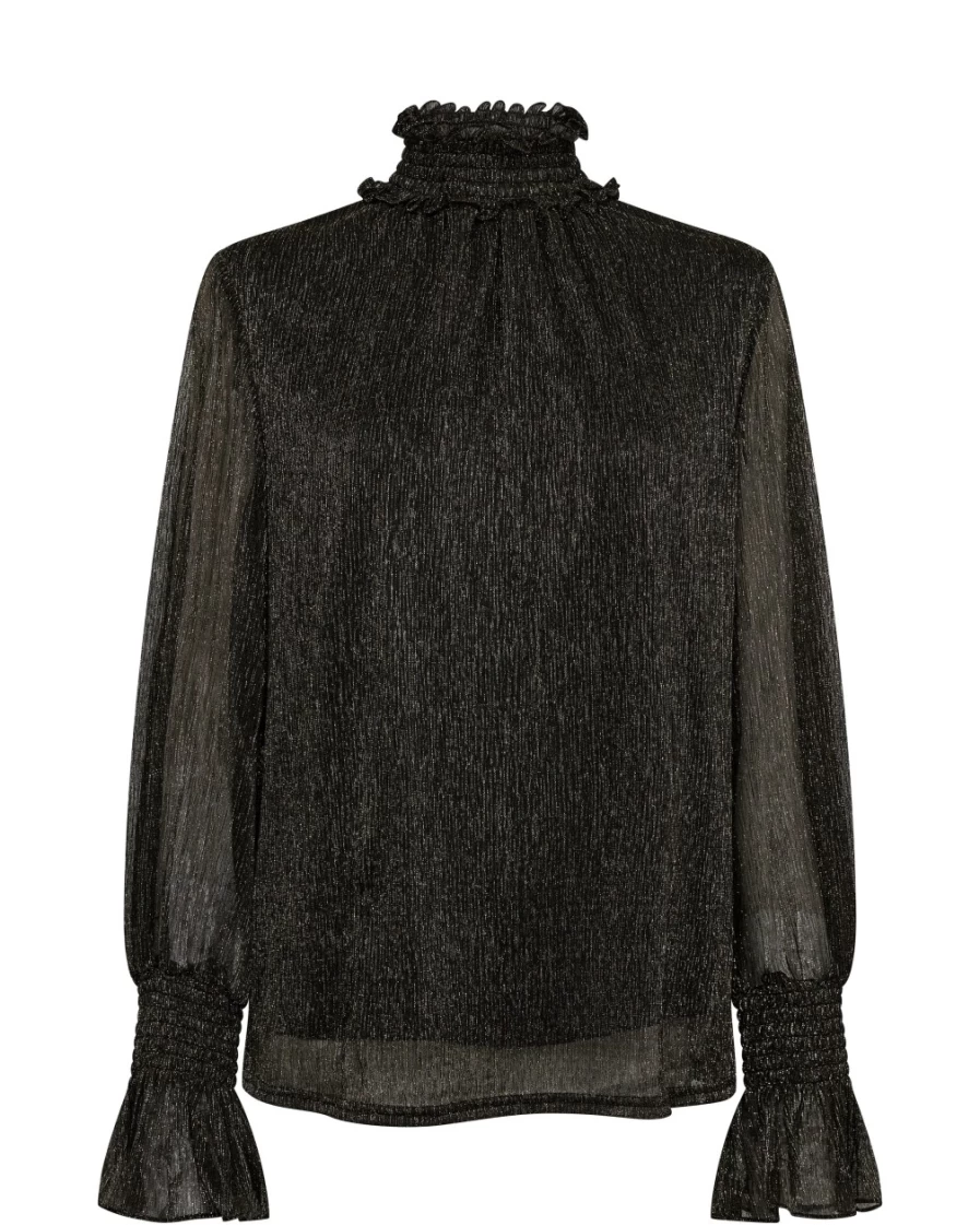 Mos Mosh Women's Maximena Glam Blouse in Black - Elegant Feminine Top
