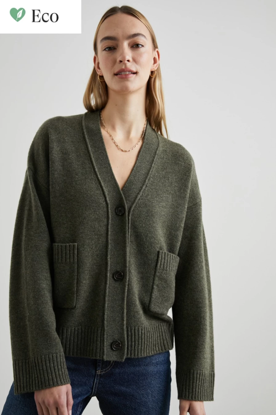 Rails Women's Lindi Cardigan in Olive - Soft Knit Open Front Sweater