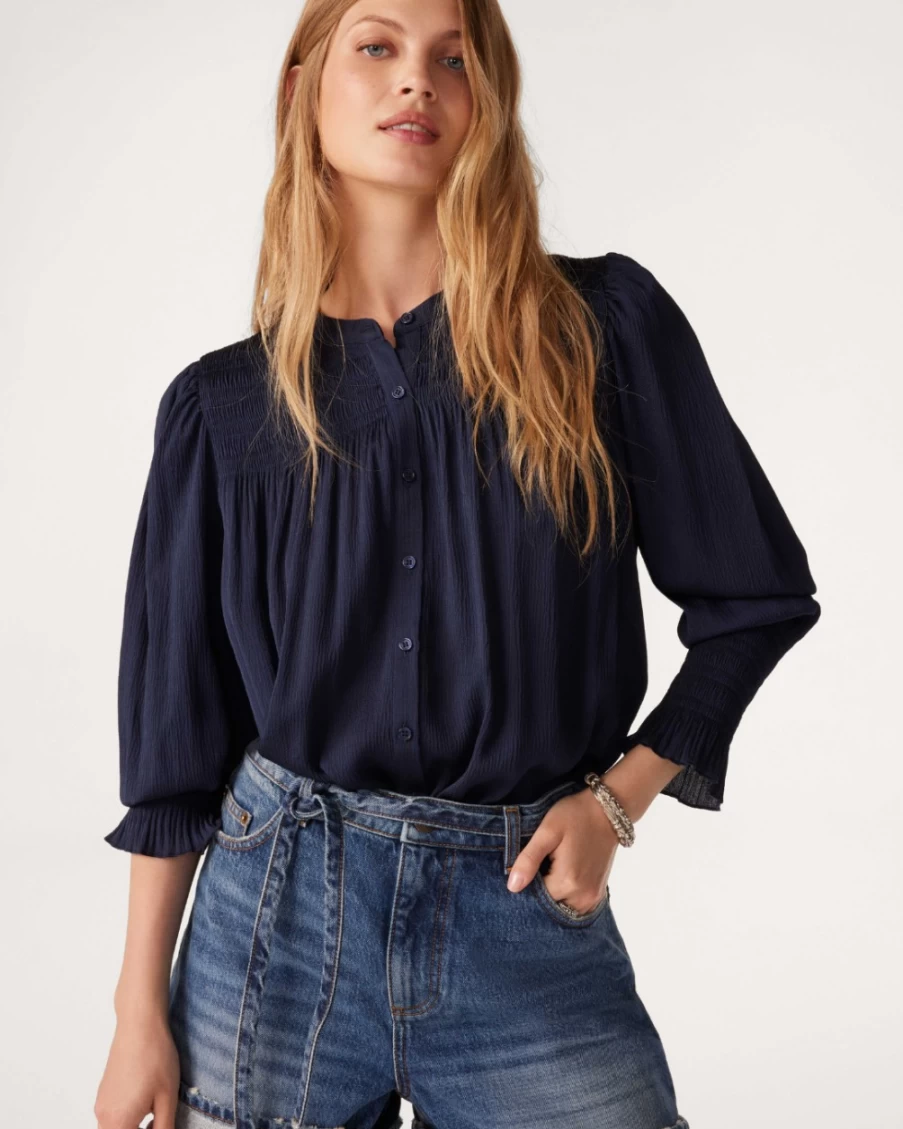 ba&sh Women's Krizi Shirt in Bleu Nuit - Stylish French-Inspired Blouse