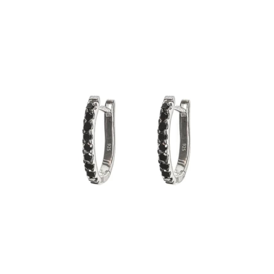 Kirstie Le Marque Women's Black Diamond & Sterling Silver Huggie Hoop Earrings