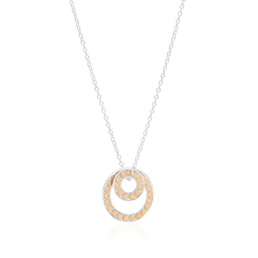 Anna Beck Women's Classic Double Floating "O" Necklace - Elegant Gold Layered Chain Jewelry