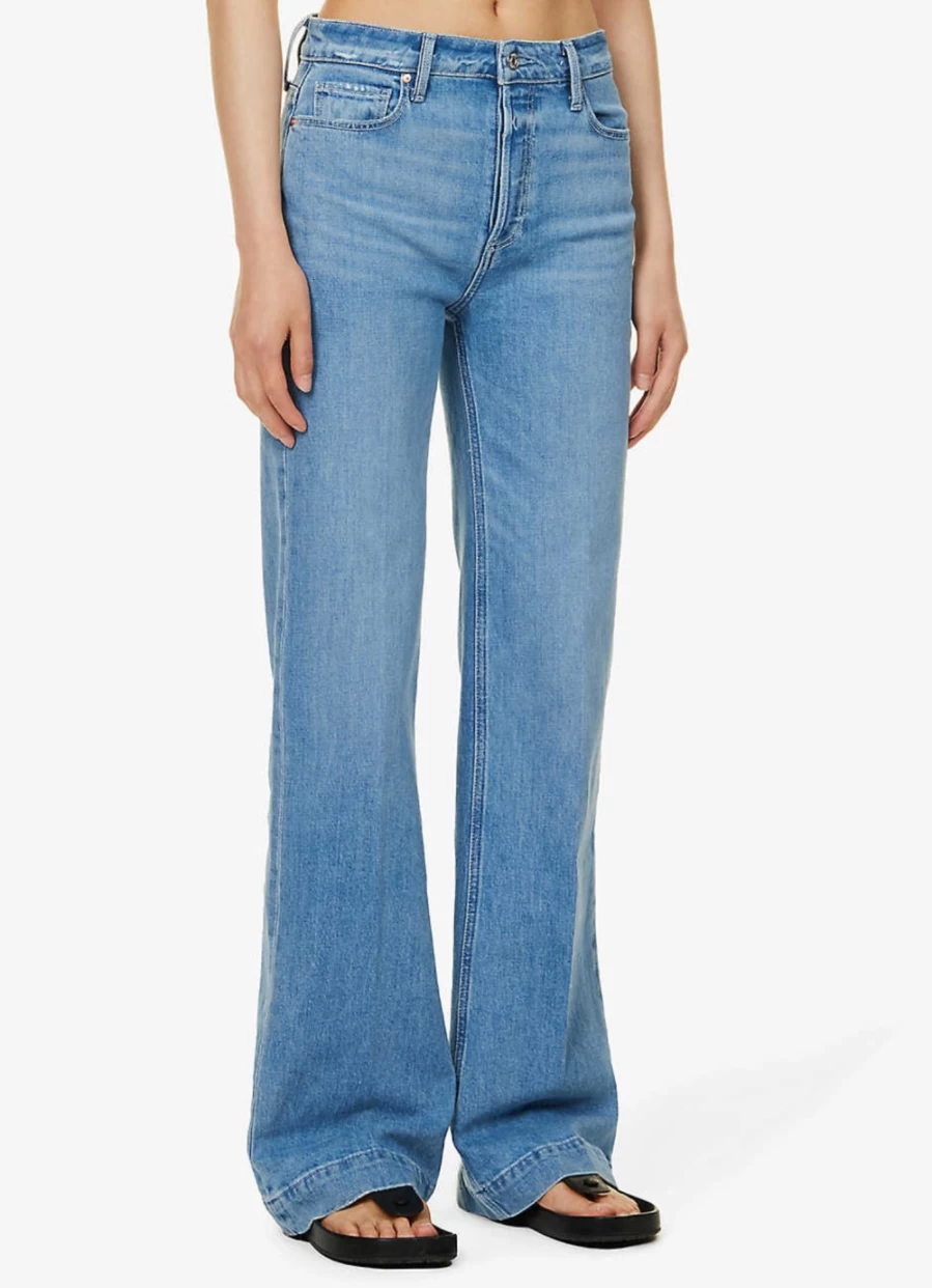 Paige Women's 32" Peace Out Distressed High-Rise Straight Leg Jeans