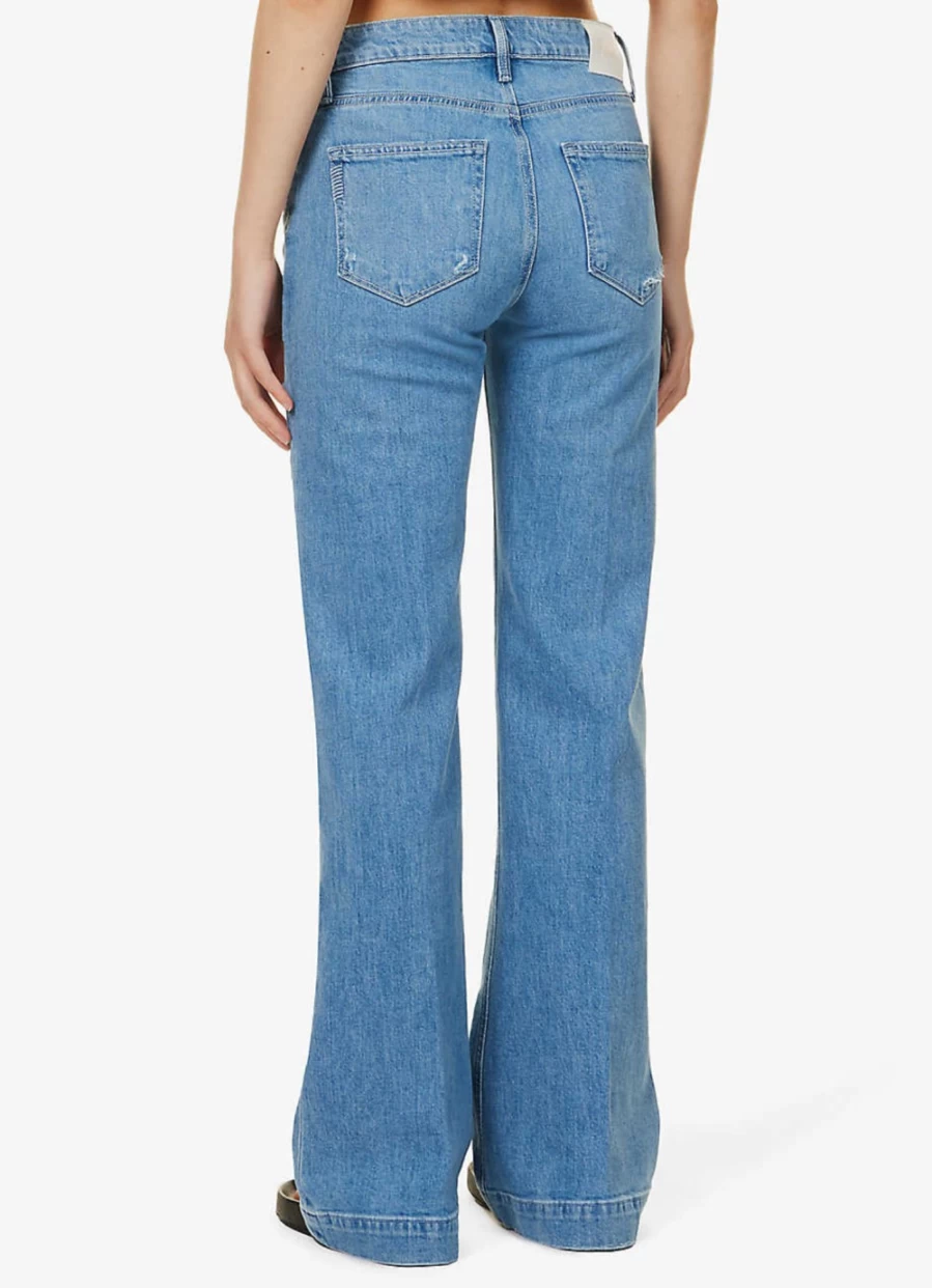 Paige Women's 32" Peace Out Distressed High-Rise Straight Leg Jeans