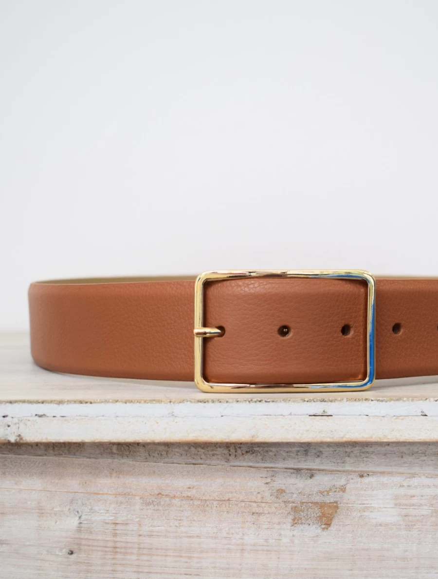 Abro Women's Wide Leather Belt in Tan - Stylish Adjustable Waist Belt for Women