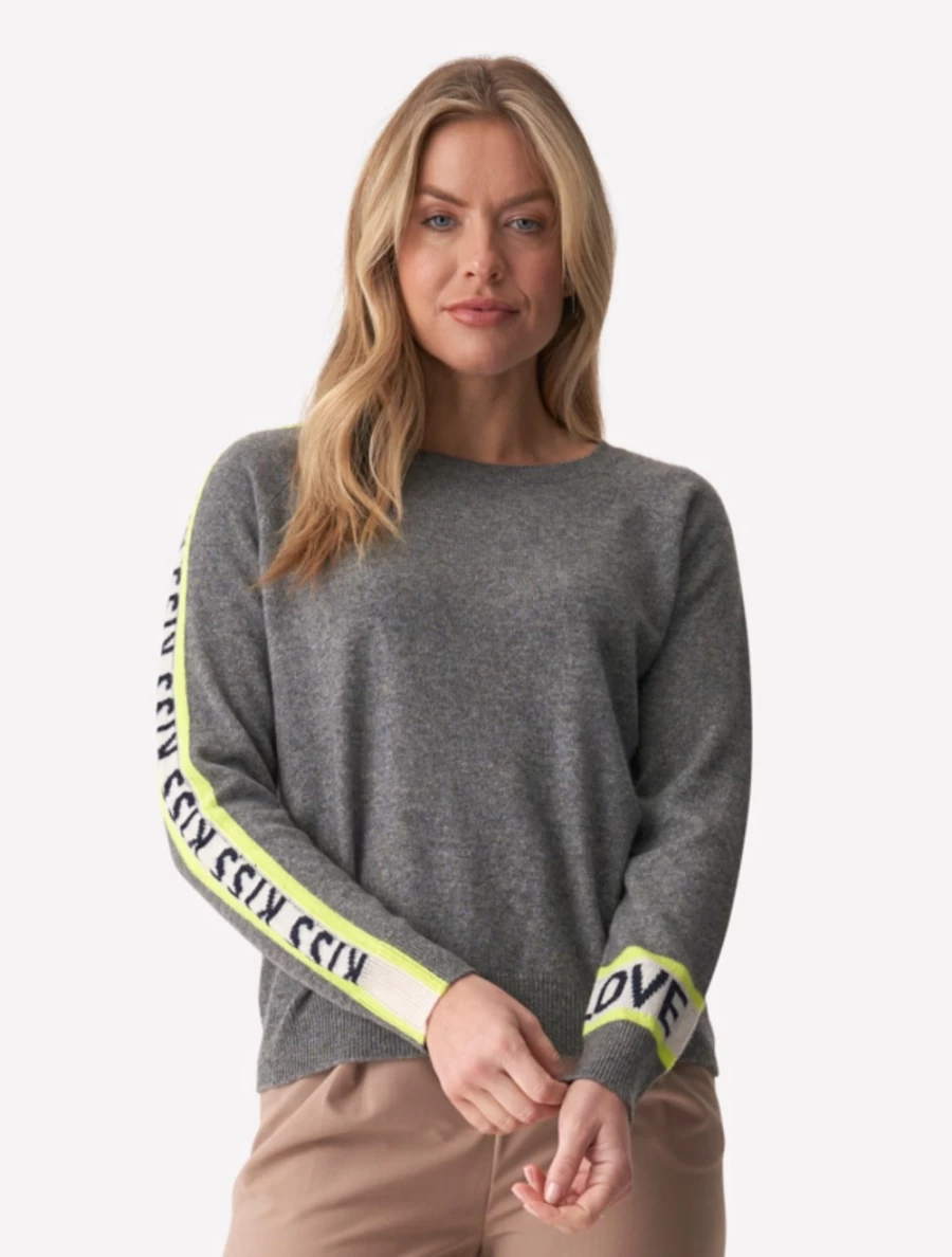 Brodie Women's Love & Kisses Mid Grey Sweater - Soft Knit Pullover for Casual Comfort