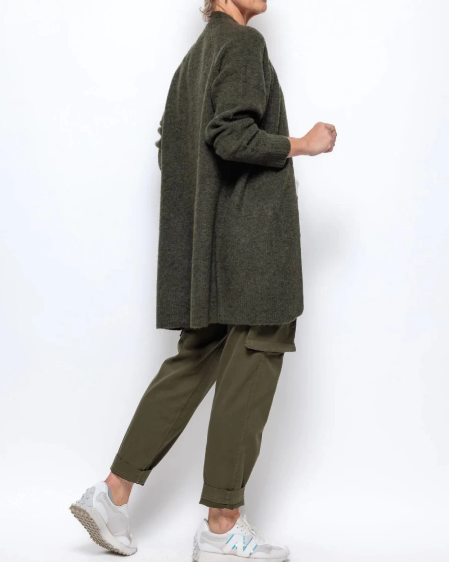 Mos Mosh Women's Long Cardigan with Grape Leaf Design - Mmthora Style Cozy Knit Wrap