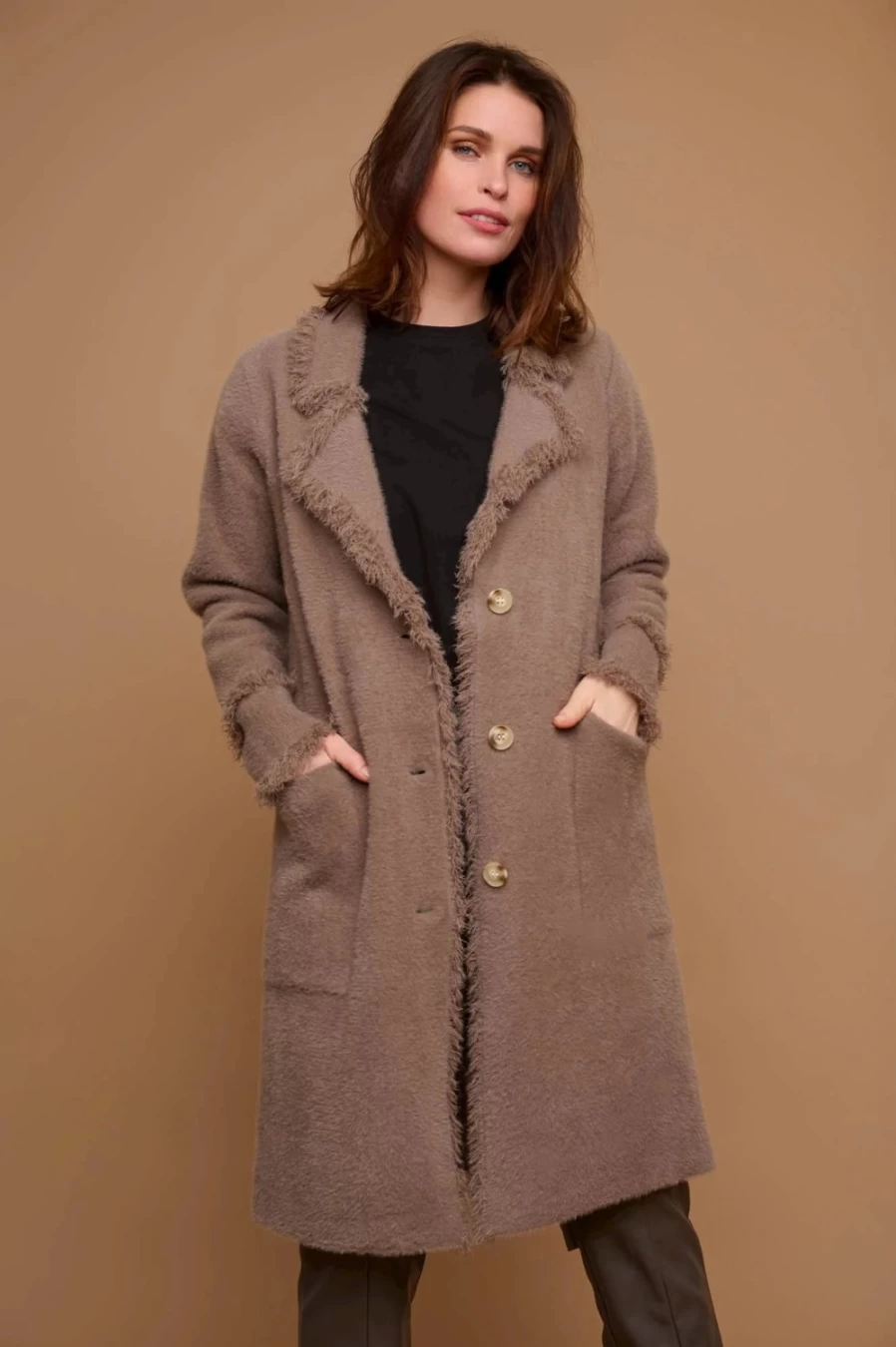Rino & Pelle Women's Catena Cardigan in Taupe - Soft Knit Sweater for Women