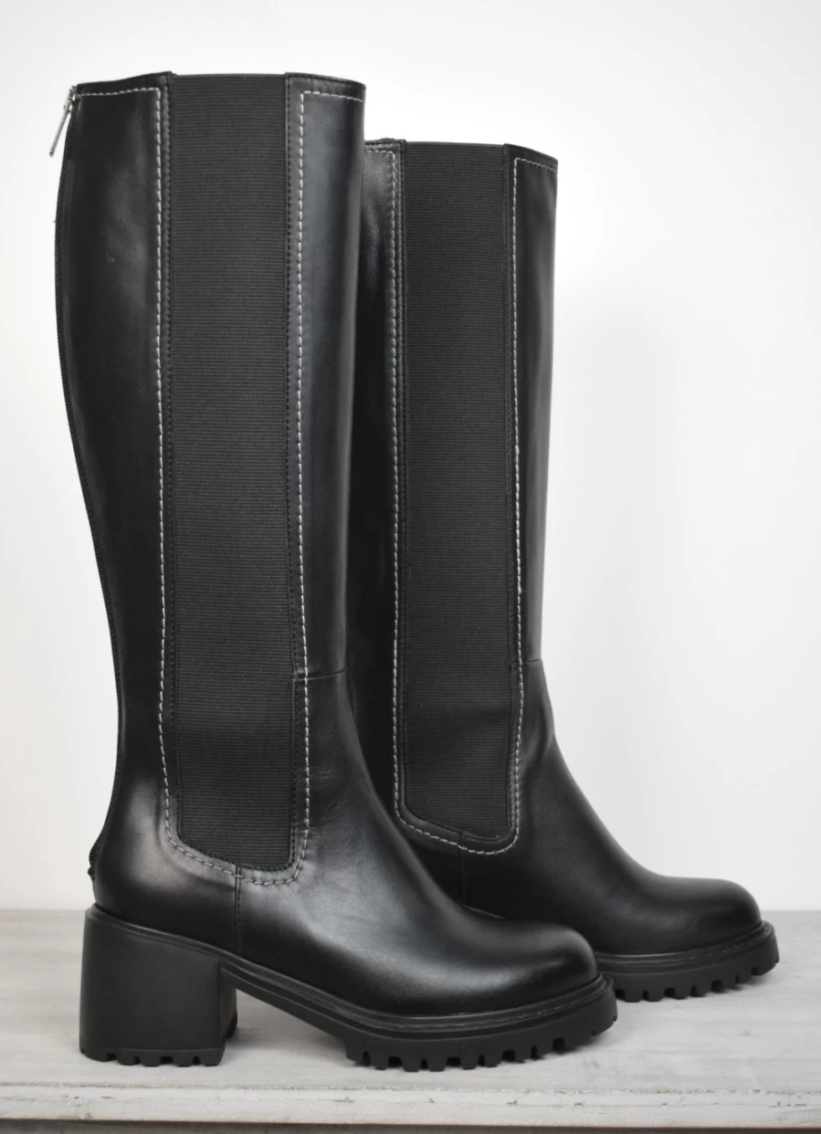 Donna Lei Women's Vitello Black Block Heel Boots