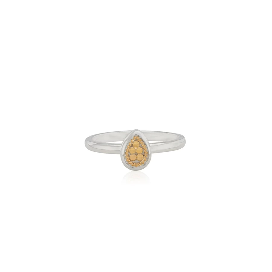 Anna Beck Women's Teardrop Stacking Rings Set in Gold and Silver - Elegant Layered Dainty Rings