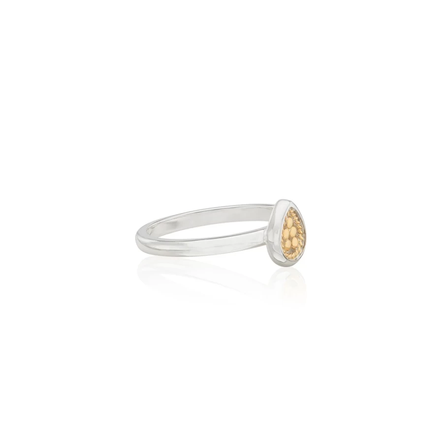 Anna Beck Women's Teardrop Stacking Rings Set in Gold and Silver - Elegant Layered Dainty Rings