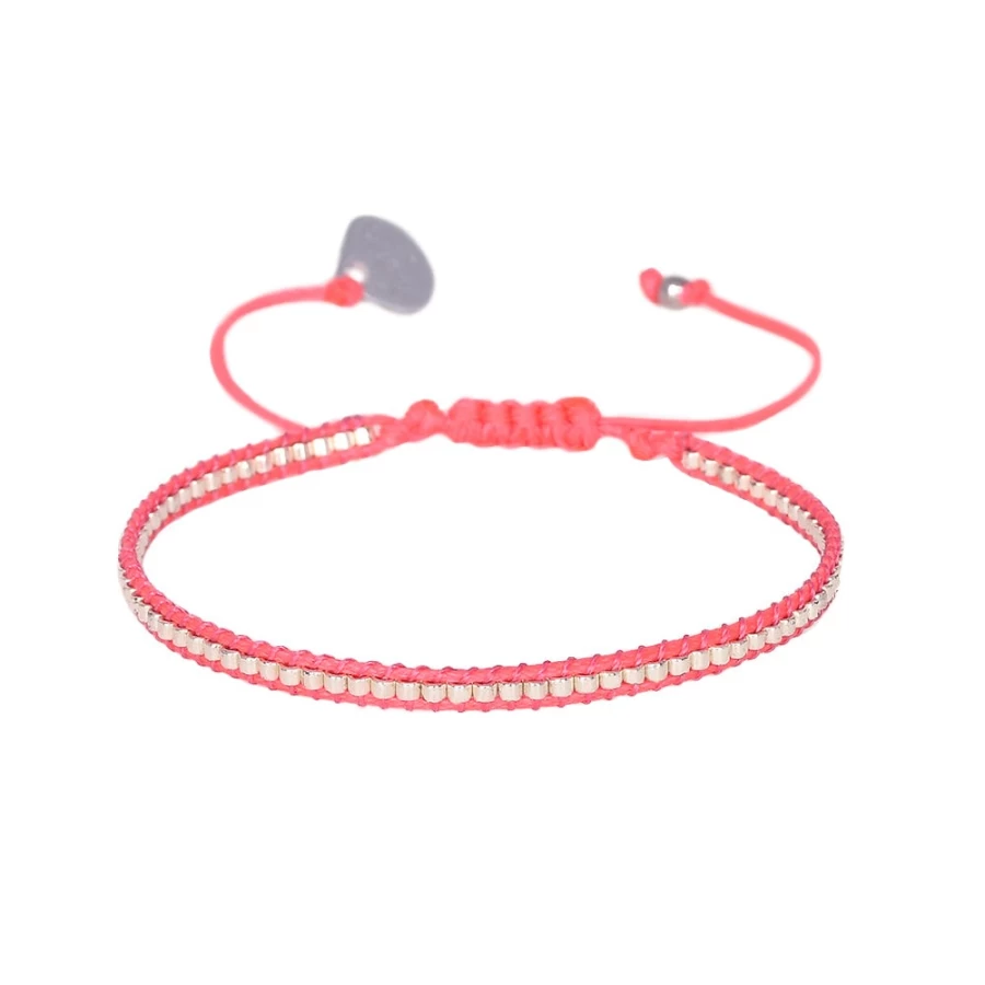 Mishky Neon Row Bracelet for Women - Pink Crystal Adjustable Bangle Trendy Fashion Jewelry Gift