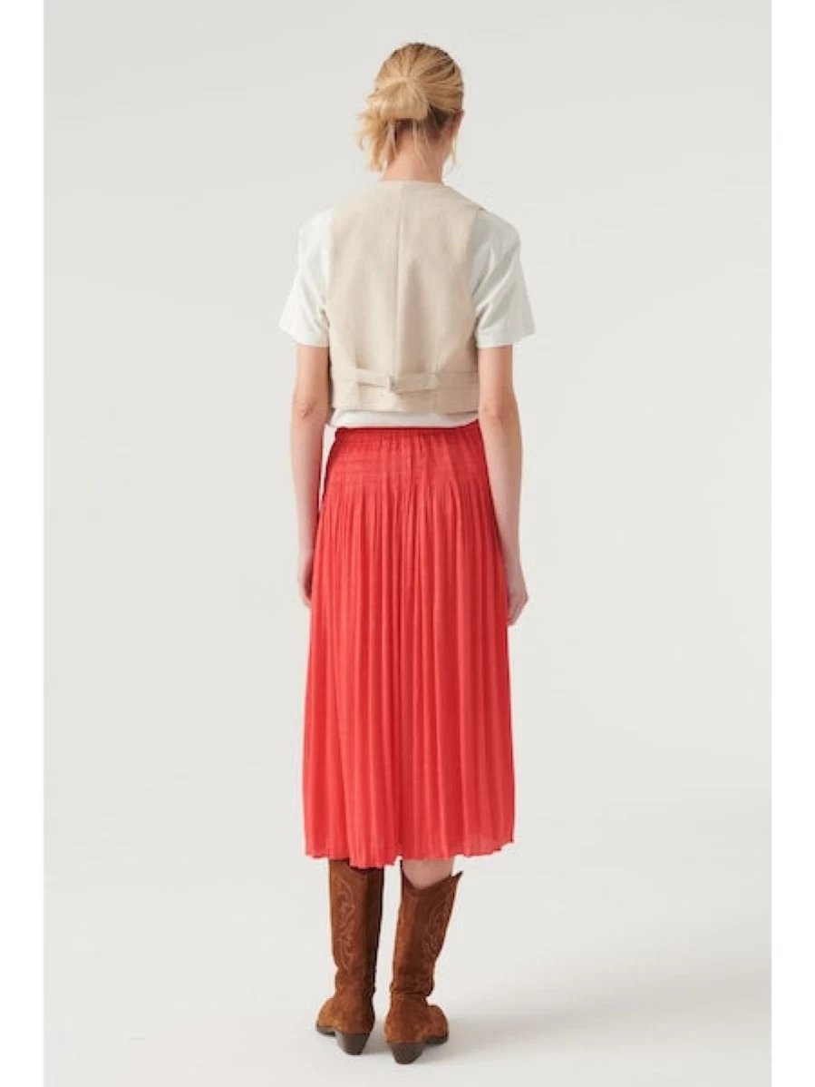 ba&sh Women's Karol Skirt in Coral - Stylish & Elegant Midi Length
