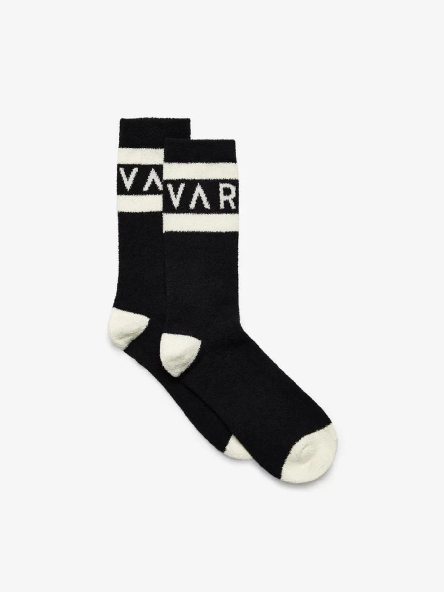 Varley Women's Spencer Socks in Black and Egret - Comfortable Athletic Socks for Running and Training