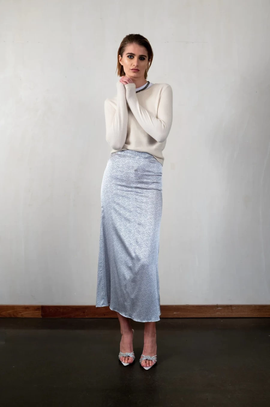 Jessica Russell Flint Women's Bias Cut Midi Skirt - Luciana Style Elegant Flowy Design