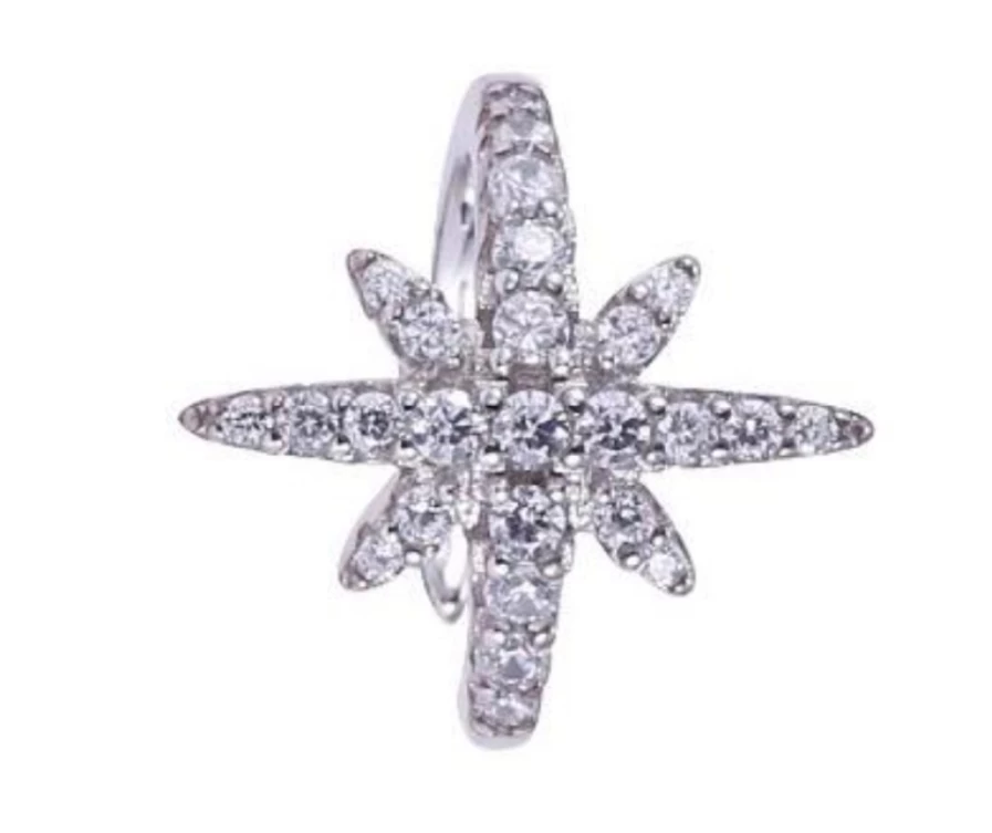 ICANDI ROCKS Women's Starburst Silver Cuff Bracelet - Elegant Sterling Silver Bangle for Women