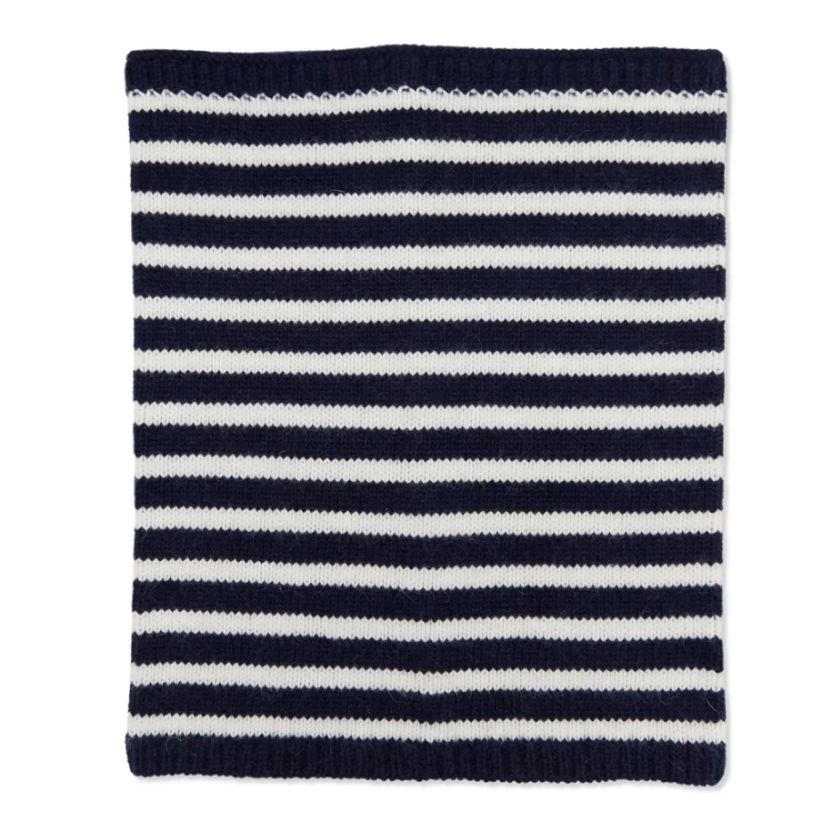 Somerville Scarves Women's Breton Cashmere Snood in Navy & White - Luxurious Soft Winter Scarf