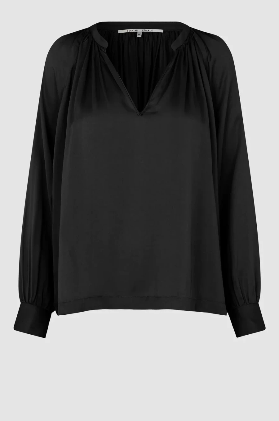 Second Women's Black Drape Tunic Blouse - Elegant Feminine Top