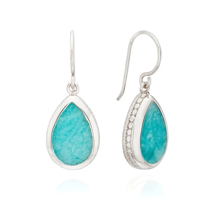 Anna Beck Sterling Silver Amazonite Drop Earrings for Women - Handcrafted Dangle Jewelry