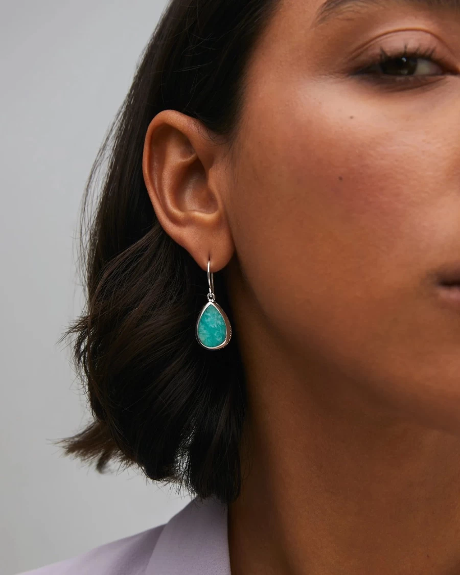 Anna Beck Sterling Silver Amazonite Drop Earrings for Women - Handcrafted Dangle Jewelry