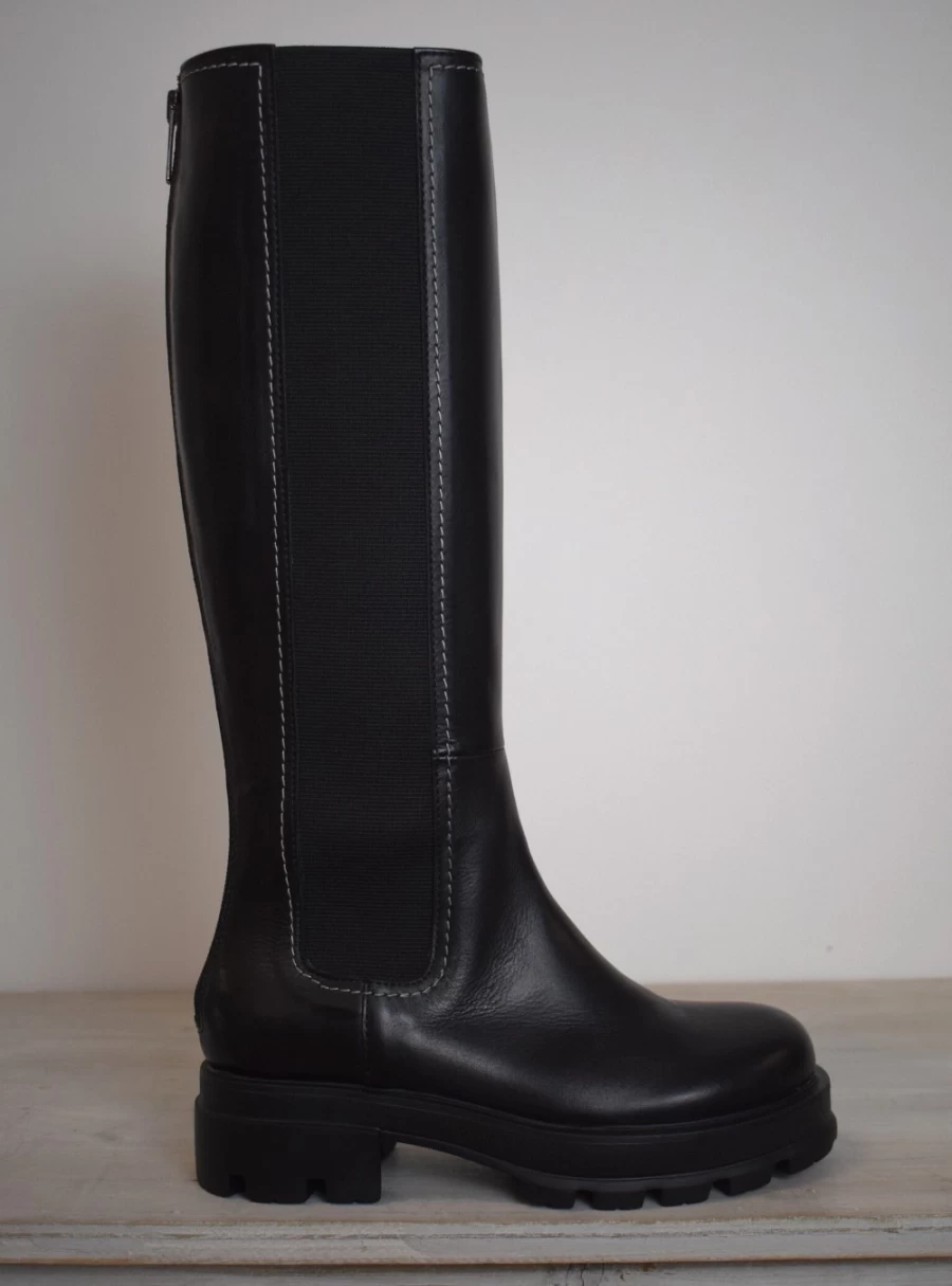 Donna Lei Women's Vitello Black Long Boots Leather Ankle Booties Fashion Footwear