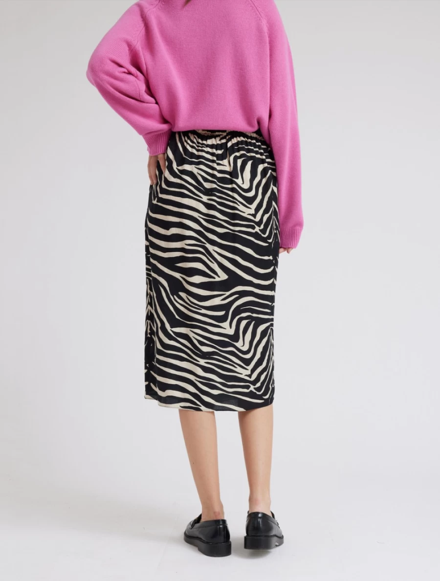 Idano Women's Hariette Zebra Print Skirt in Ecru