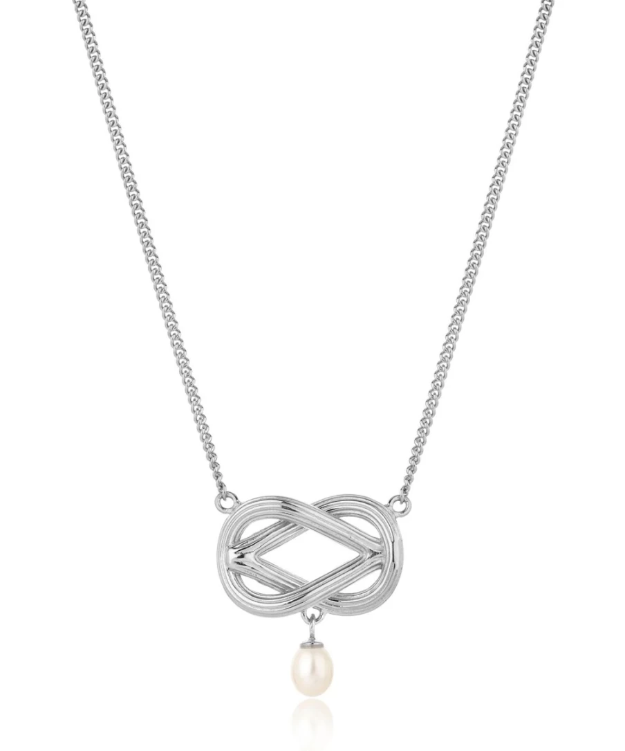 Claudia Bradby Women's Sterling Silver Love Knot Pearl Pendant Necklace